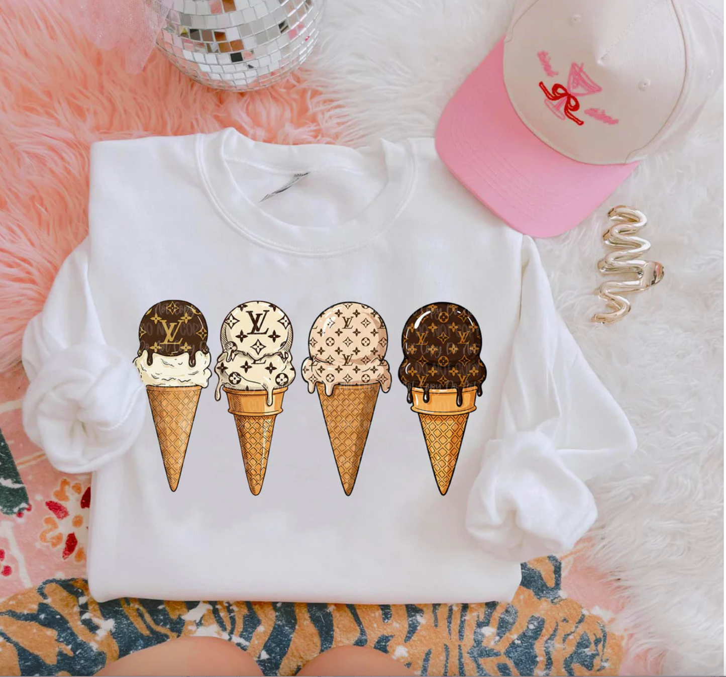 Bougie Ice Cream Cones White Sweatshirt