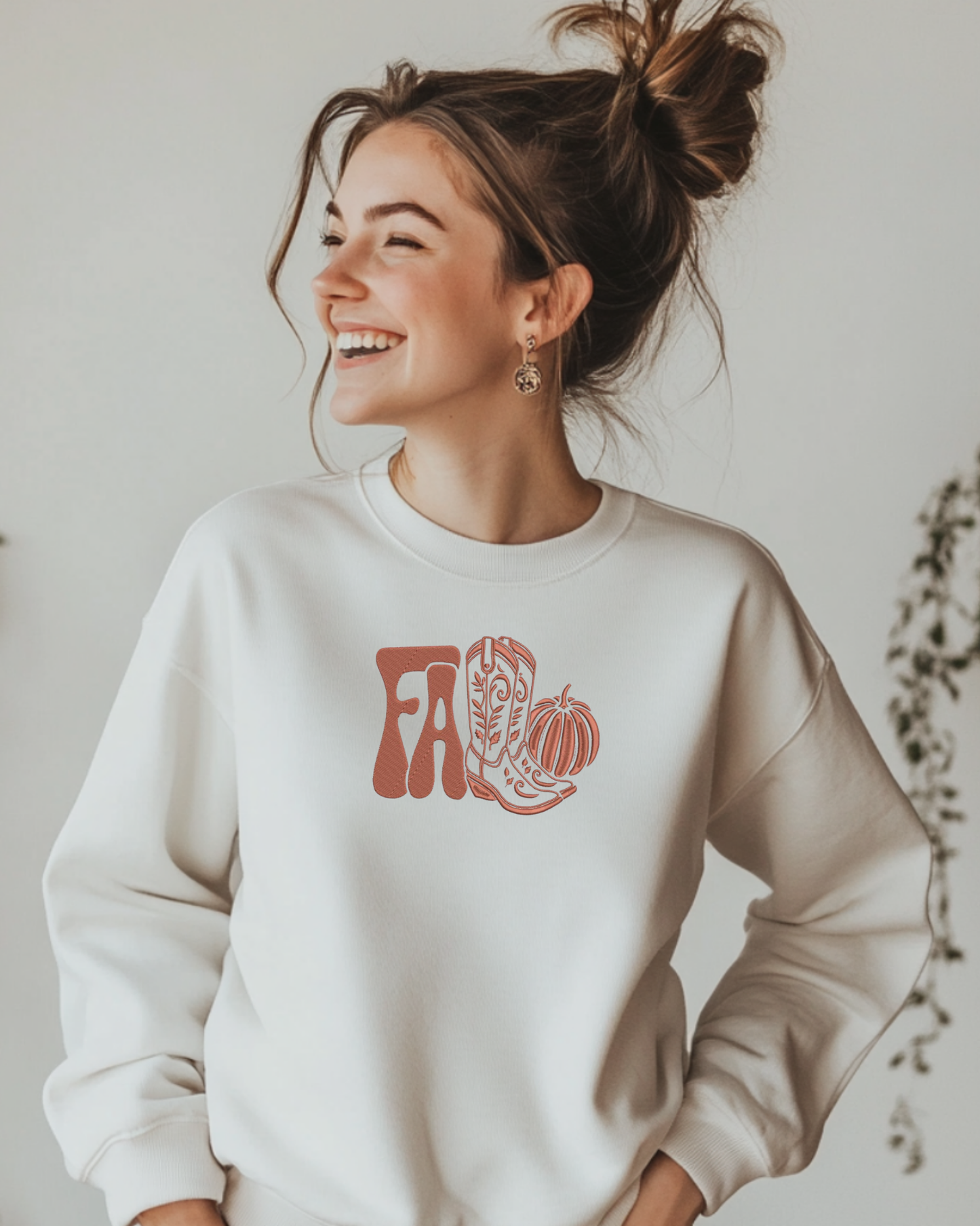 Cozy Fall Boots Embroidered Crewneck | Autumn Western Sweatshirt