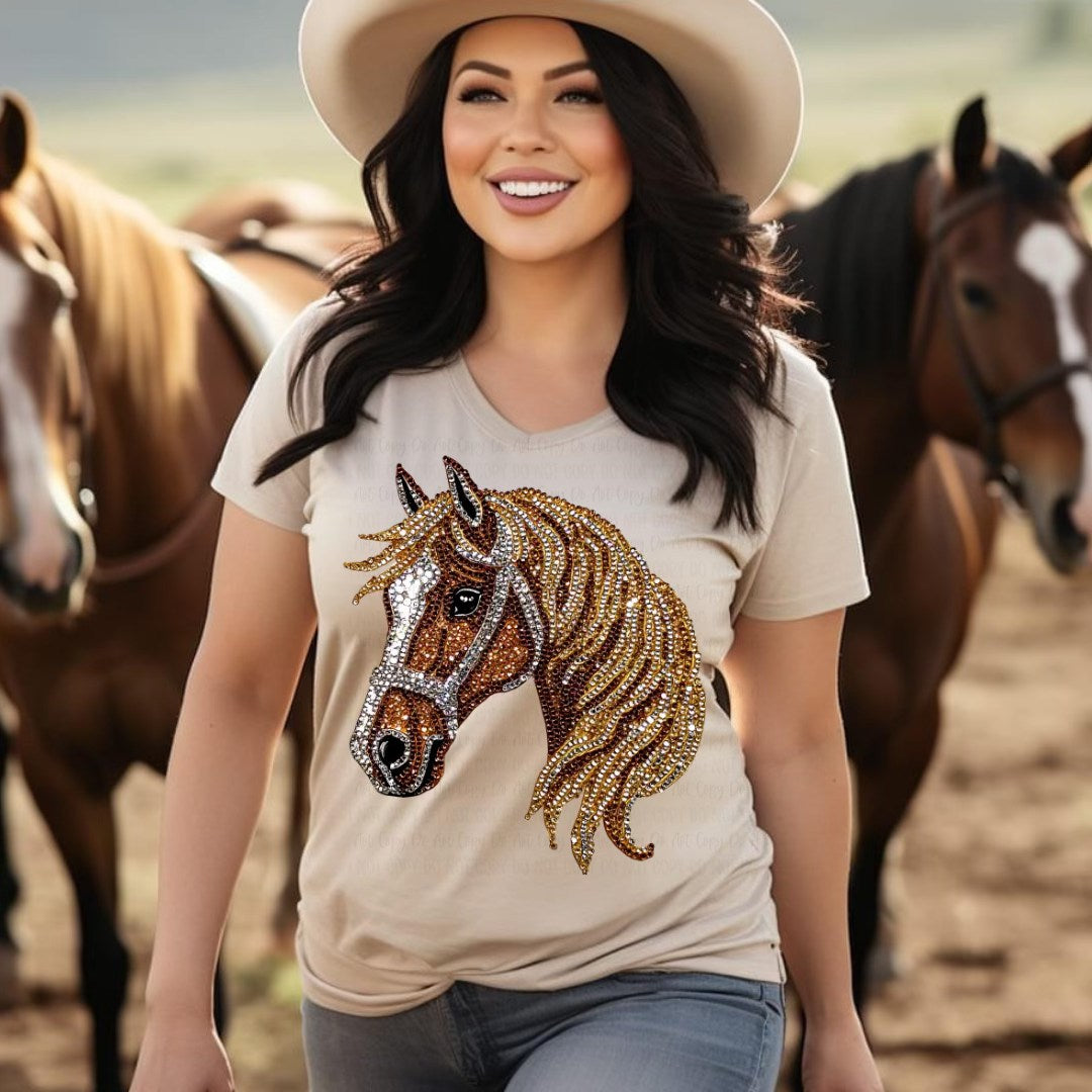 Faux Rhinestone Horse Women's T-shirt