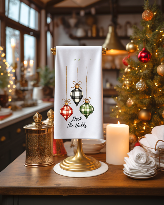 Deck the Halls Buffalo Check Ornament Towel