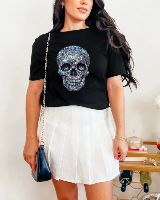 Faux Rhinestone Skull T-Shirt