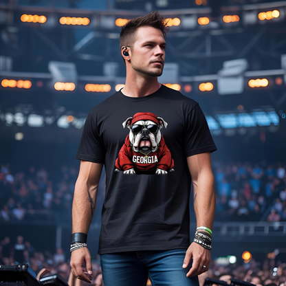Georgia Bulldog Graphic Tee – Cool Bulldog in Beanie & Shades (Unisex)