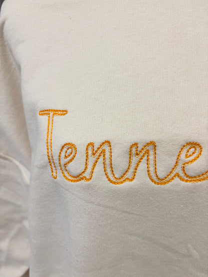 Tennessee Embroidered Sweatshirt – Cozy Cream Crewneck with Orange Script