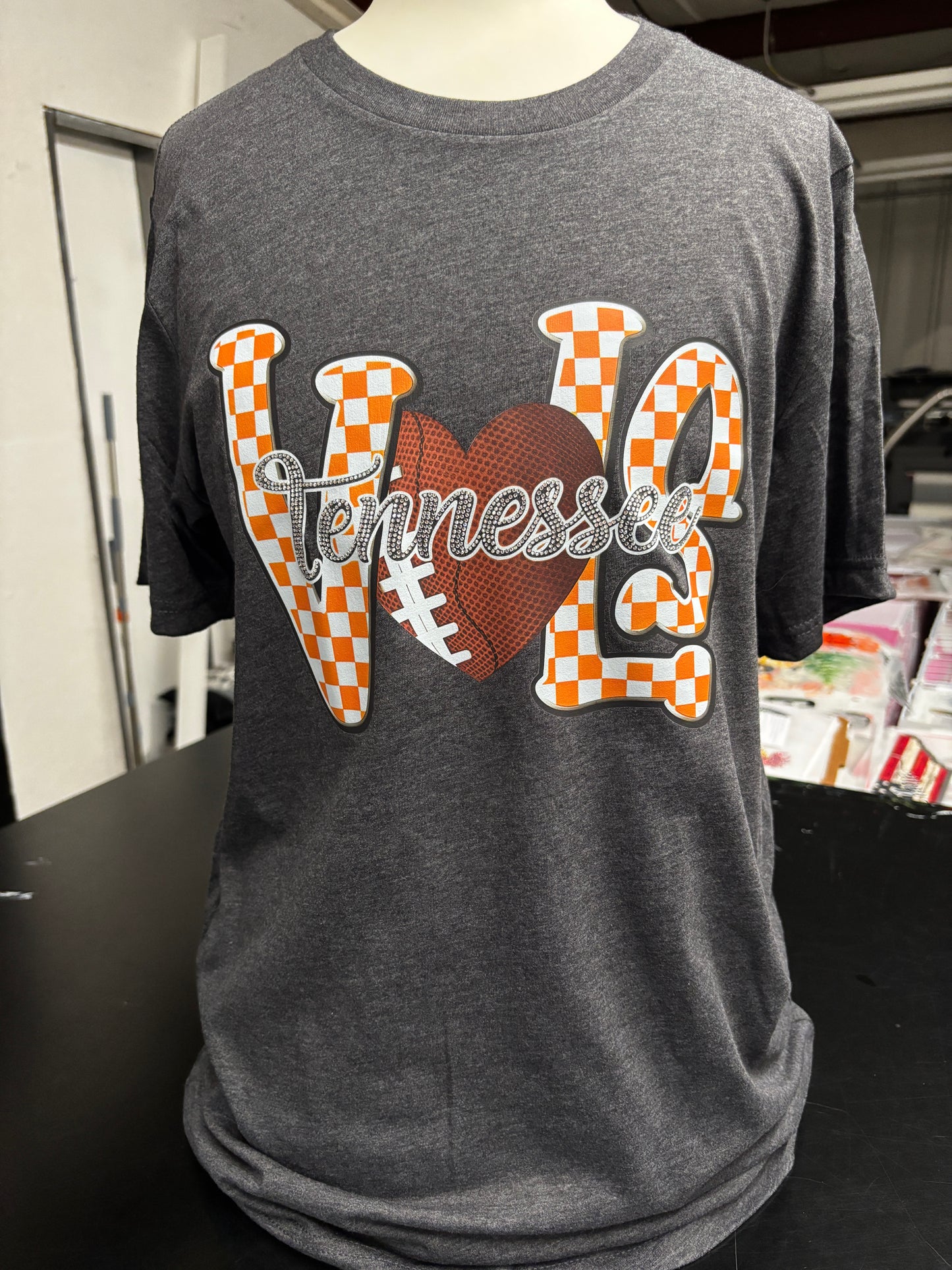Tennessee LOVE Football Graphic Tee | Checkerboard Game Day Shirt