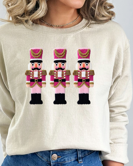 🎀 “Pink Nutcracker Trio” Holiday Sweatshirt | Ballet-Inspired Christmas Crewneck