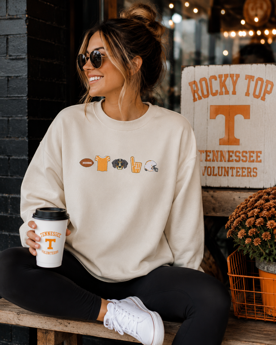 Tennessee Football Icons Embroidered Crewneck | Game Day Sweatshirt