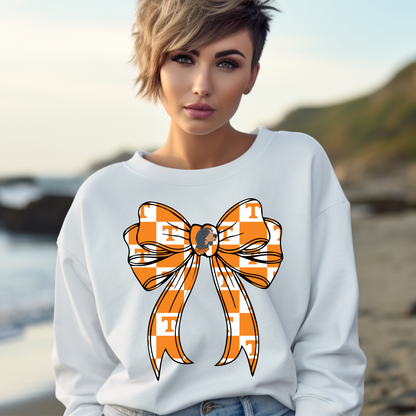Tennessee Volunteers Bow Sweatshirt | Smokey Mascot & Checkerboard Game Day Crewneck