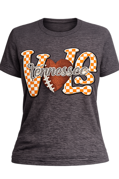 Tennessee LOVE Football Graphic Tee | Checkerboard Game Day Shirt