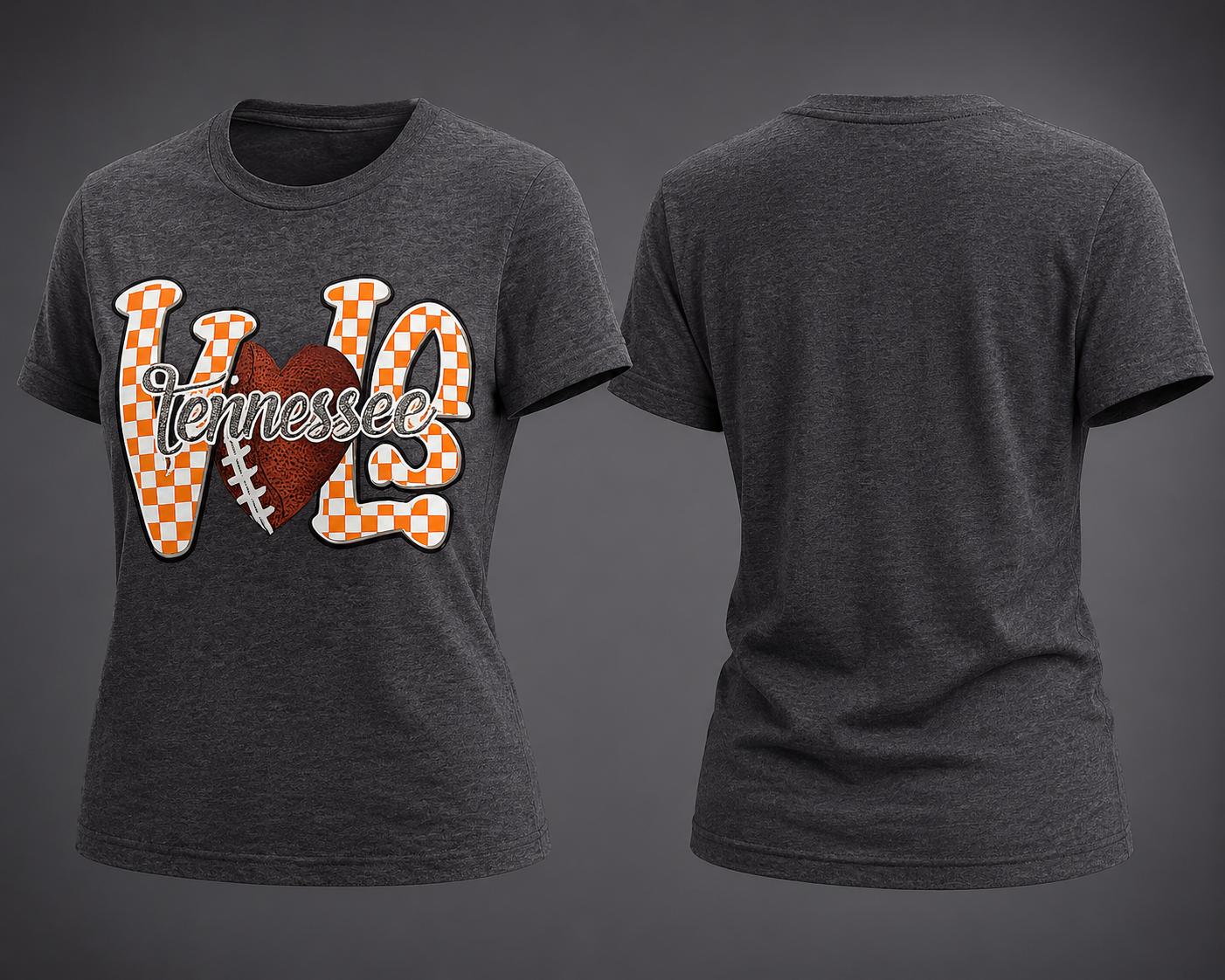 Tennessee LOVE Football Graphic Tee | Checkerboard Game Day Shirt