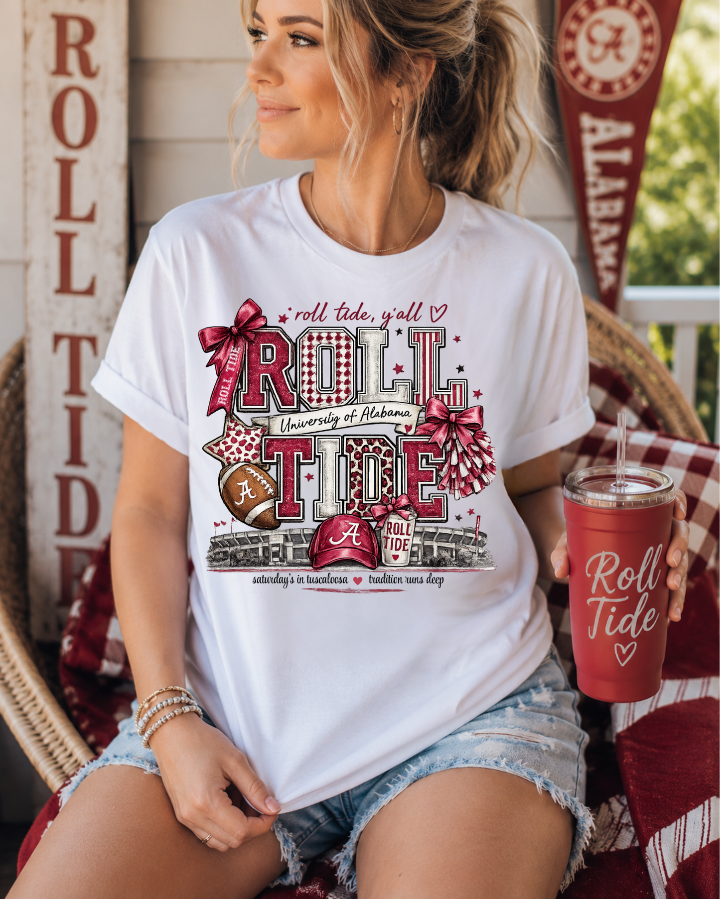Roll Tide, Y'all Crimson Game Day Graphic Tee | Southern Football Spirit Shirt
