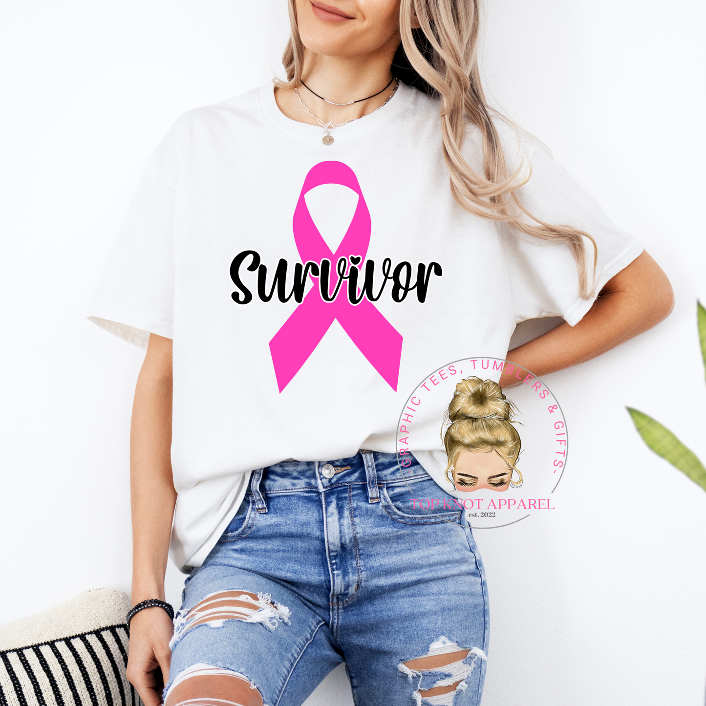 BC Survivor Ribbon Adult T-Shirt