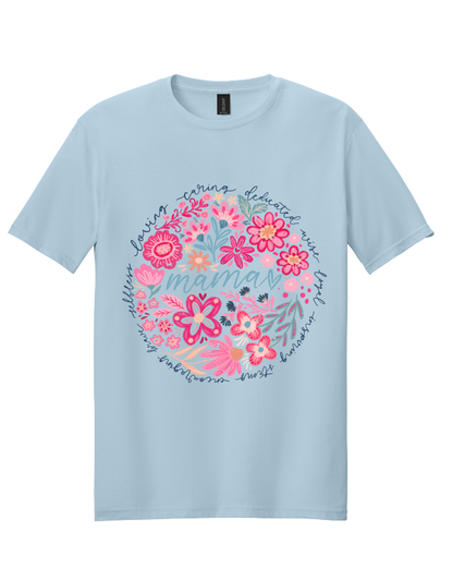 Boho Floral Mama Graphic Tee | Vintage-Inspired Mom Shirt | Feminine Boutique Mother’s Day Gift Tee