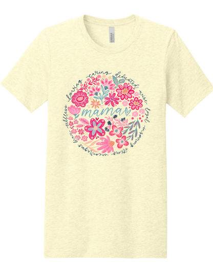 Boho Floral Mama Graphic Tee | Vintage-Inspired Mom Shirt | Feminine Boutique Mother’s Day Gift Tee