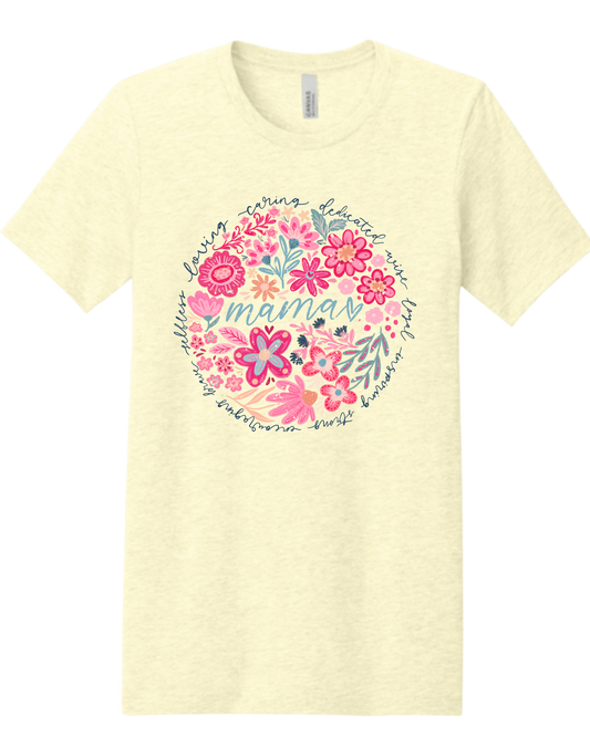 Boho Floral Mama Graphic Tee | Vintage-Inspired Mom Shirt | Feminine Boutique Mother’s Day Gift Tee