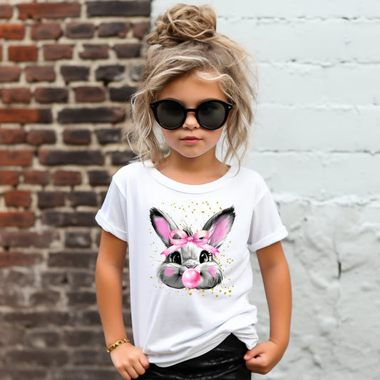 Bunny Bubble Glimmer White Youth T-Shirt