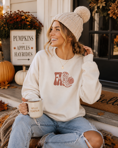 Cozy Fall Boots Embroidered Crewneck | Autumn Western Sweatshirt