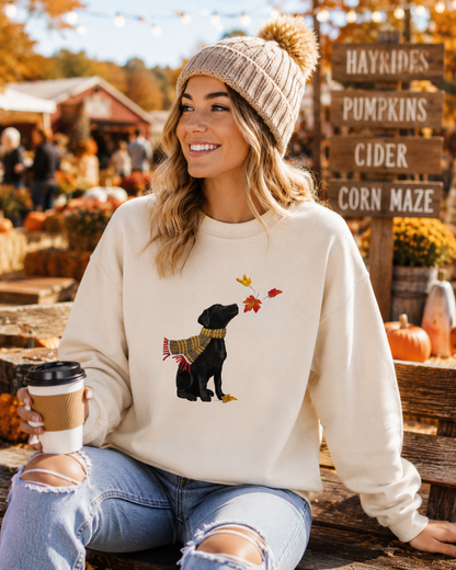 Fall Labrador Embroidered Sweatshirt | Cozy Autumn Dog Crewneck