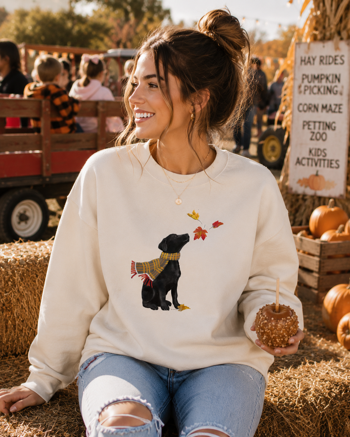 Fall Labrador Embroidered Sweatshirt | Cozy Autumn Dog Crewneck