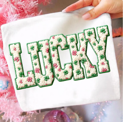 Lucky Faux-Chenille Clover Varsity Sweatshirt