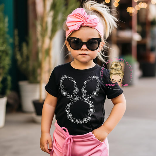 Easter T-shirt Kids (Floral Outline of Bunny Head)