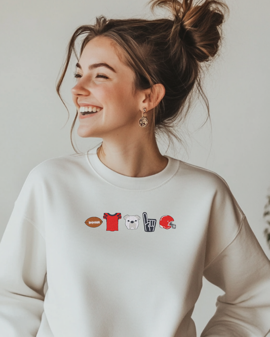 Georgia Game Day Icons Embroidered Sweatshirt | Bulldog Football Crewneck