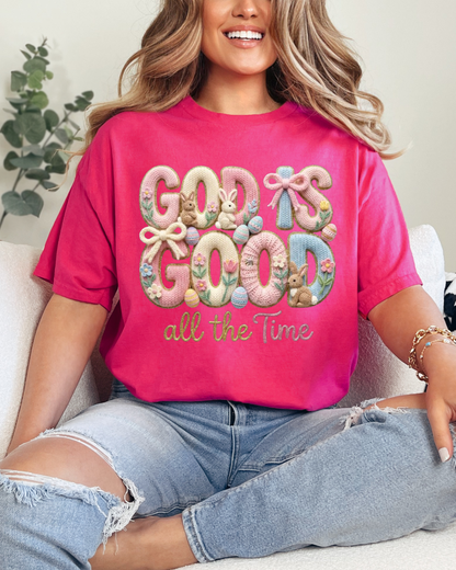 God Is Good All the Time Tee – Pastel Easter Faith Graphic T-Shirt