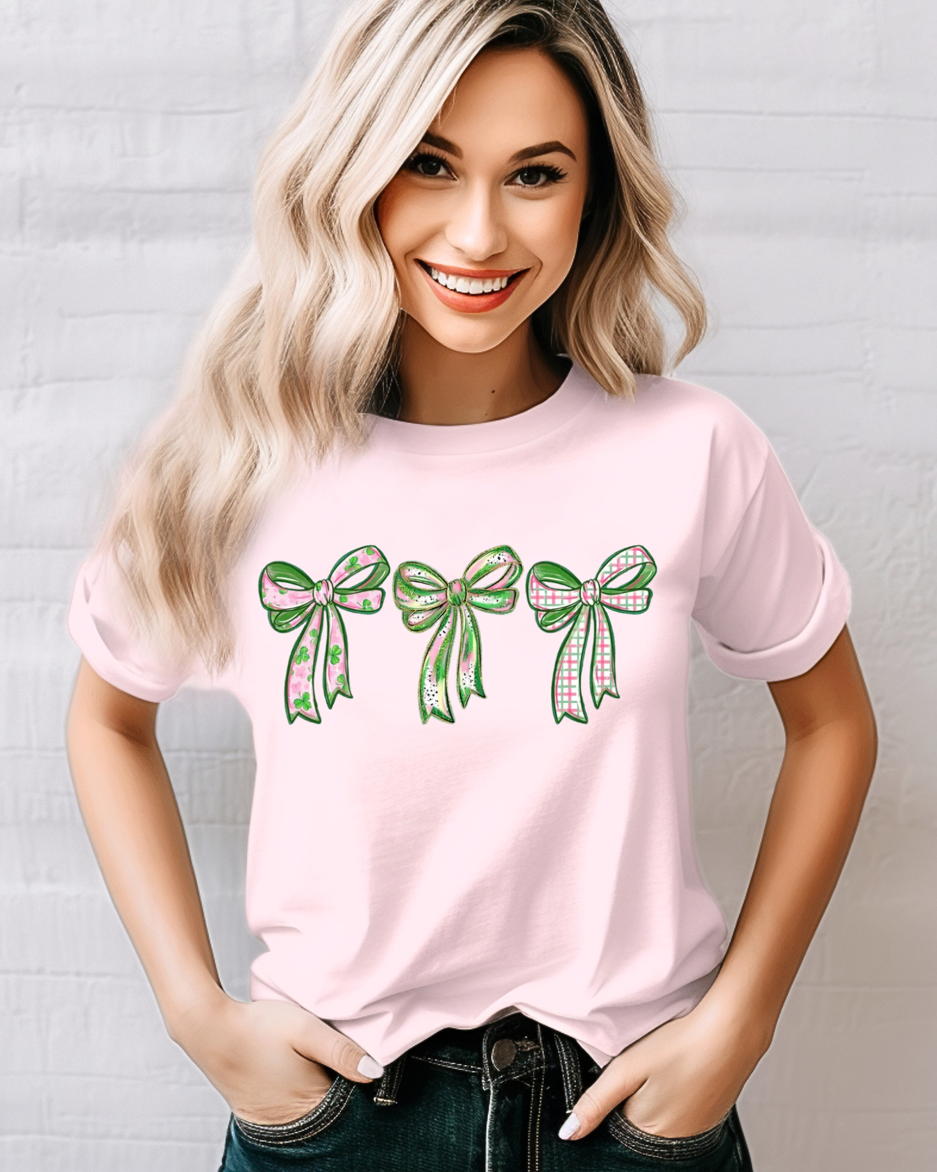Triple Bow Shamrock Tee – St. Patrick’s Day Graphic Shirt