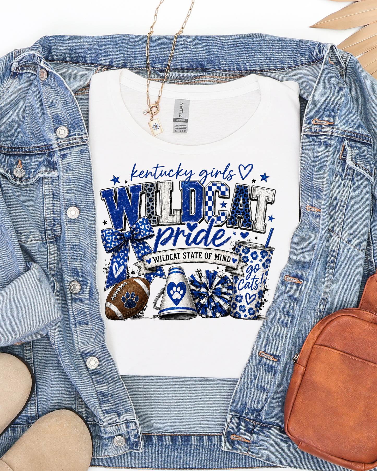 Kentucky Girls Wildcat Pride Graphic Tee | Blue & White Football Spirit Shirt