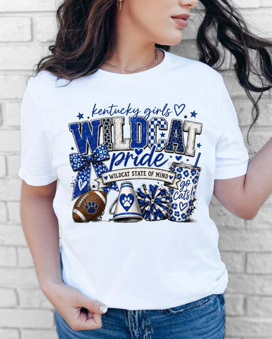 Kentucky Girls Wildcat Pride Graphic Tee | Blue & White Football Spirit Shirt