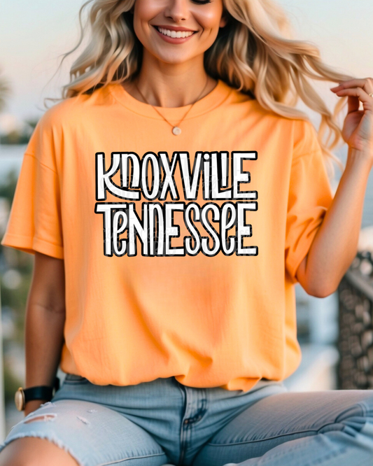 Knoxville Tennessee Retro Block Tee – Orange Graphic Southern Shirt