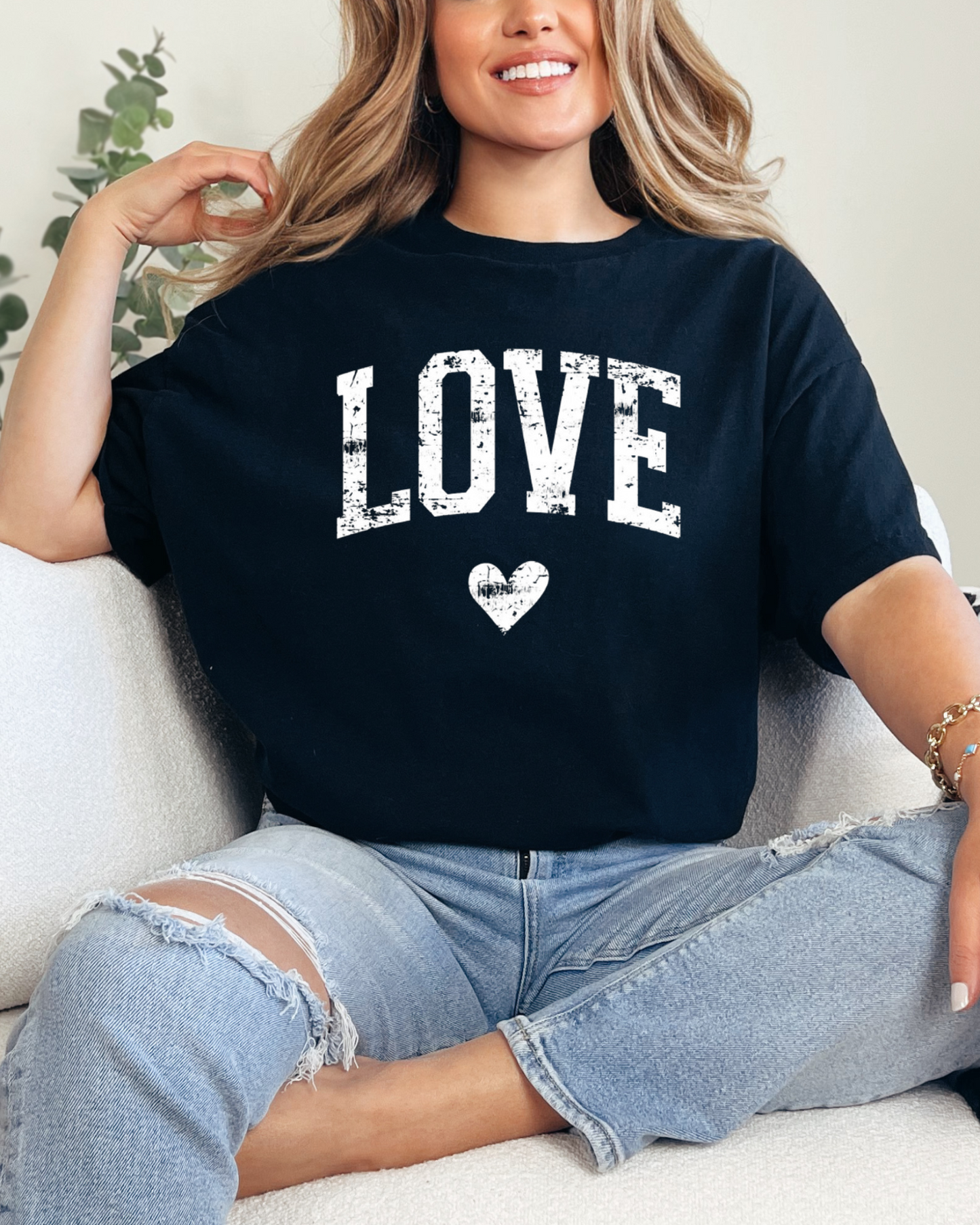 Distressed LOVE Heart Tee – Vintage Valentine Graphic T-Shirt