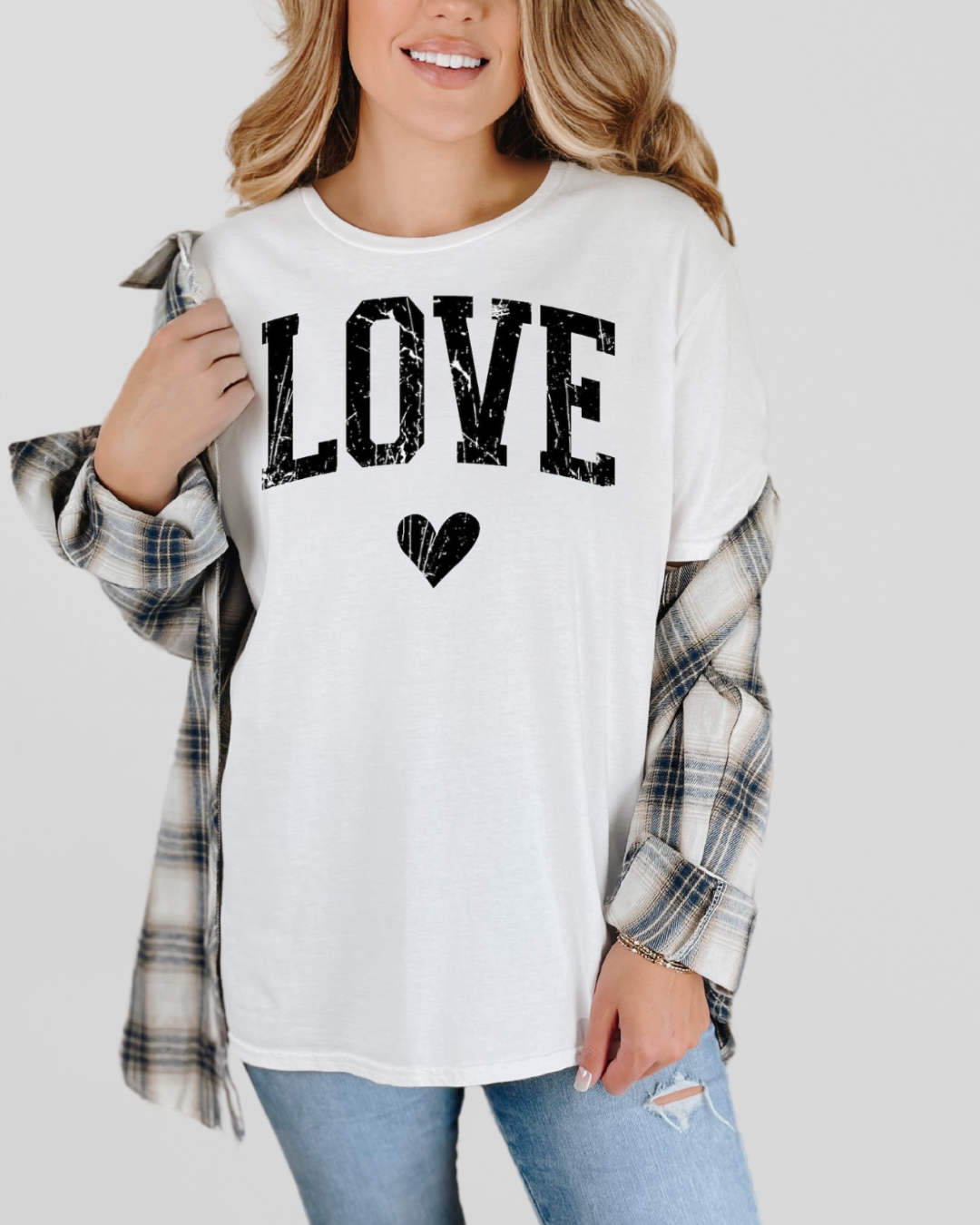 Distressed LOVE Heart Tee – Vintage Valentine Graphic T-Shirt