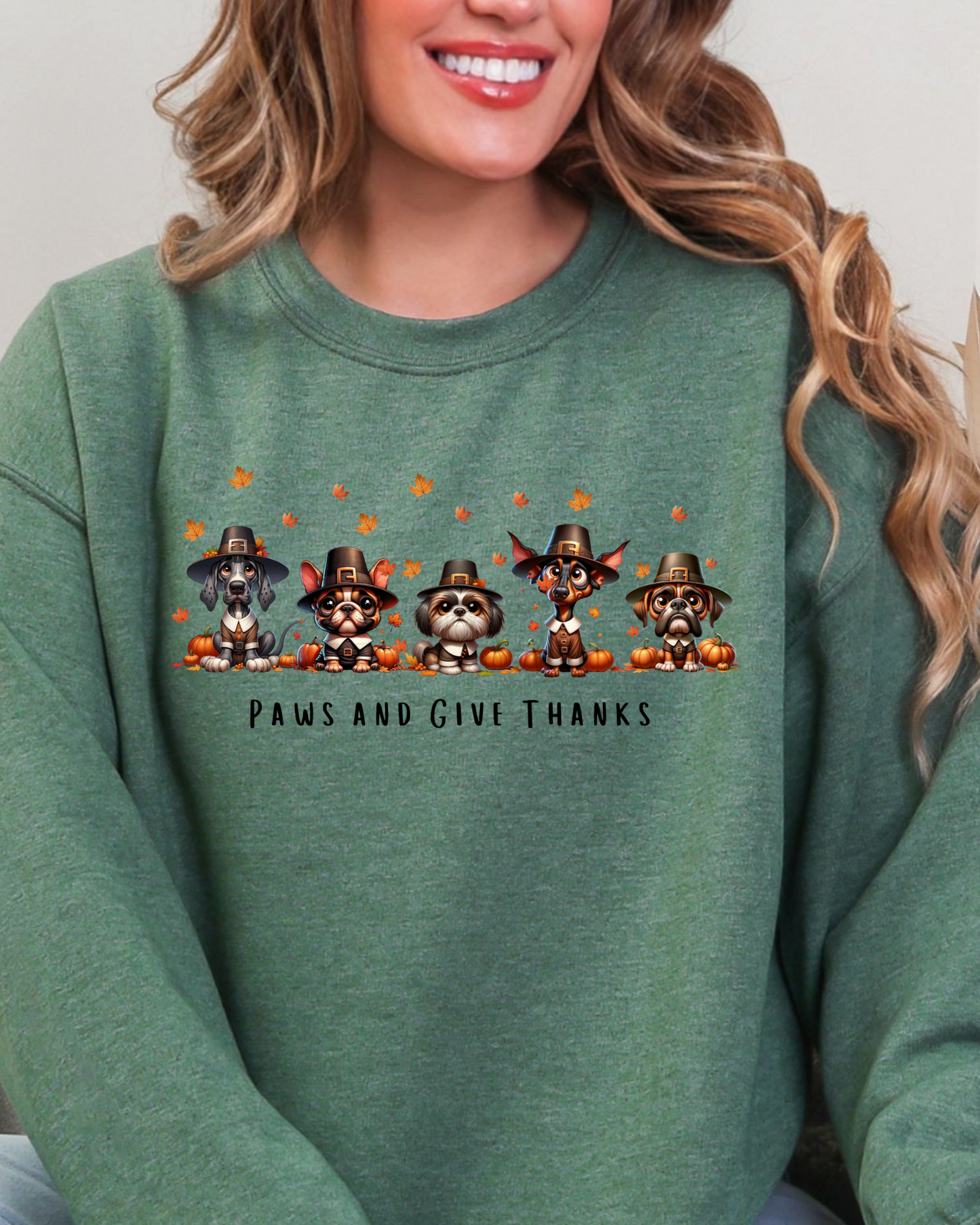 Paws & Give Thanks | Thanksgiving Pilgrim Pups Crewneck