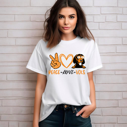 Peace Love Vols T-Shirt – Tennessee Volunteers Game Day Graphic Tee
