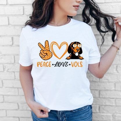 Peace Love Vols T-Shirt – Tennessee Volunteers Game Day Graphic Tee