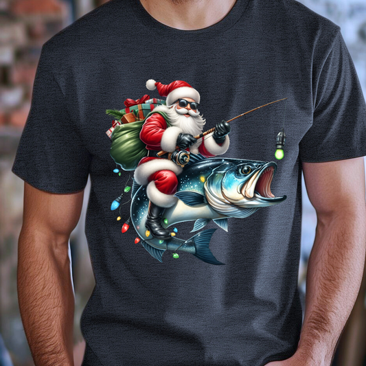Bass Fishing Santa T-Shirt