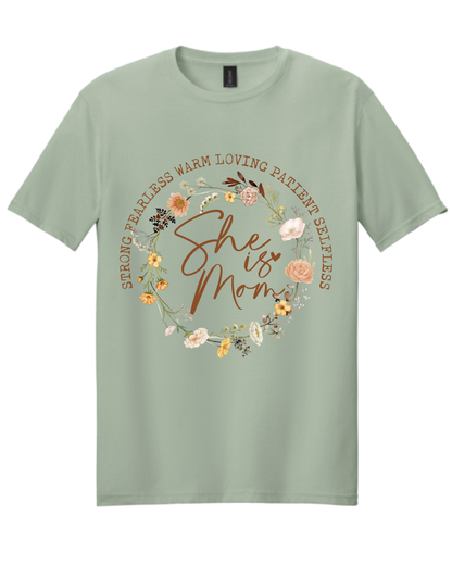 She is Mom Floral Faith Graphic Tee | Proverbs 31 Inspired Mama Shirt | Christian Mother’s Day Boutique Tee