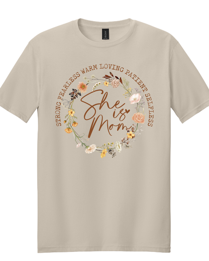 She is Mom Floral Faith Graphic Tee | Proverbs 31 Inspired Mama Shirt | Christian Mother’s Day Boutique Tee