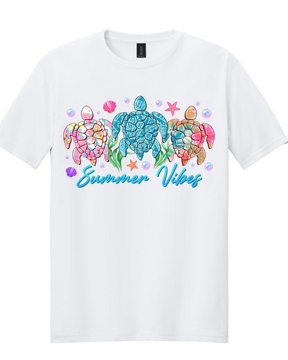 Summer Vibes Sea Turtle Graphic Tee | Colorful Coastal Inspired Shirt | Tropical Beach Boutique Tee