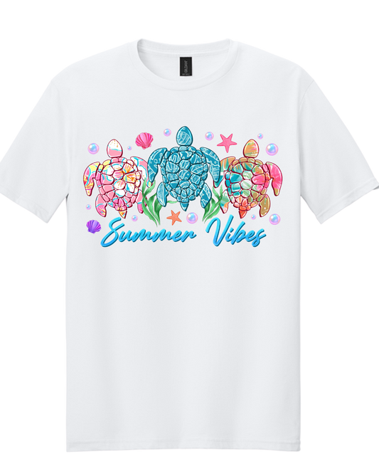 Summer Vibes Sea Turtle Graphic Tee | Colorful Coastal Inspired Shirt | Tropical Beach Boutique Tee