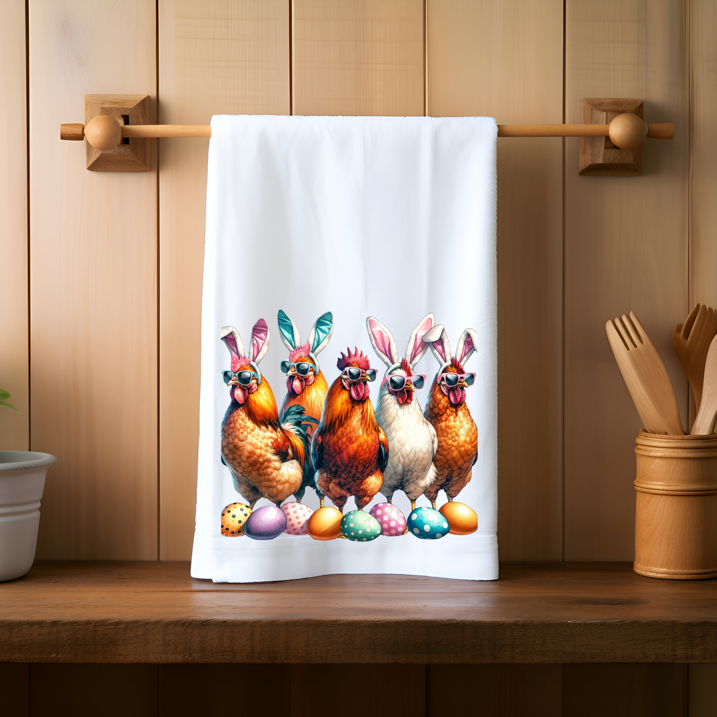 Chickens Bunnies Kitchen Towel